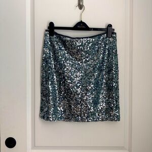 White House Black Market Silver Sequin Mini Skirt - Size 8